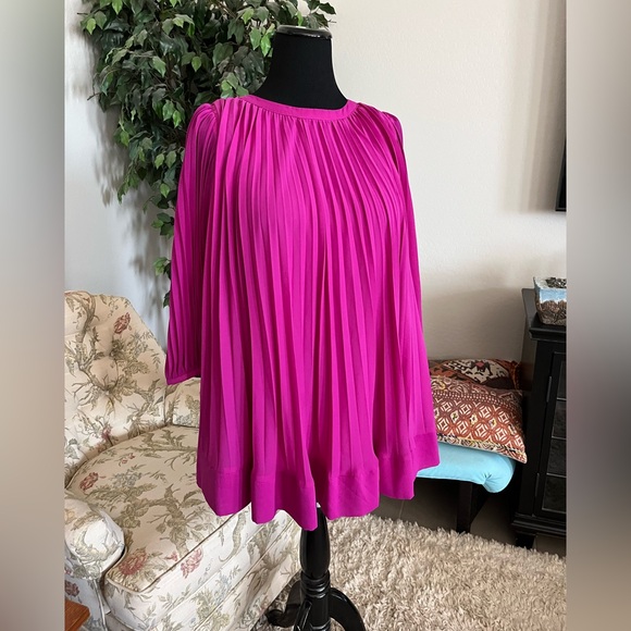 Fabulous Pink Pleated Chiffon Mini Dress - Picture 3 of 9